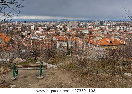 Plovdiv, Bulgaria - December 30, 2016:  Panoramic View Of City Of Plovdiv From Sahat Tepe Hill, Bulg