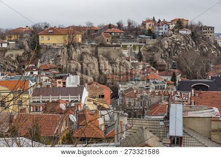 Plovdiv, Bulgaria - December 30, 2016:  Panoramic View Of City Of Plovdiv From Sahat Tepe Hill, Bulg