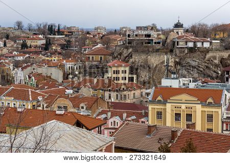 Plovdiv, Bulgaria - December 30, 2016:  Panoramic View Of City Of Plovdiv From Sahat Tepe Hill, Bulg
