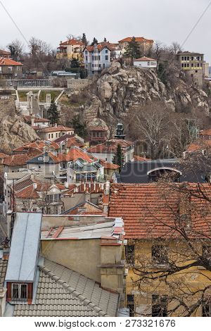 Plovdiv, Bulgaria - December 30, 2016:  Panoramic View Of City Of Plovdiv From Sahat Tepe Hill, Bulg