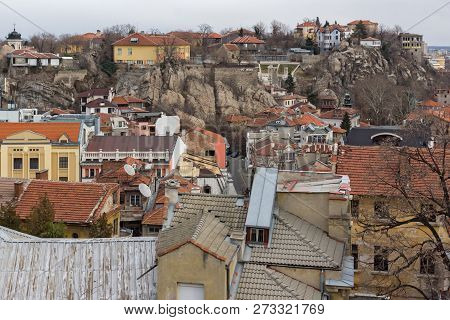 Plovdiv, Bulgaria - December 30, 2016:  Panoramic View Of City Of Plovdiv From Sahat Tepe Hill, Bulg