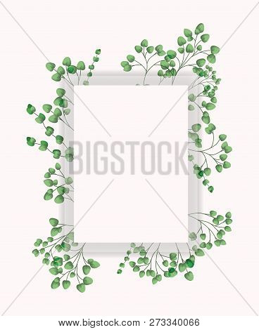 Square Frame With Laurel Leafs Vector Illustration Design