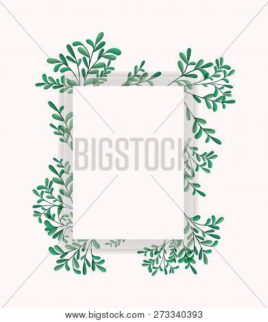 Square Frame With Laurel Leafs Vector Illustration Design