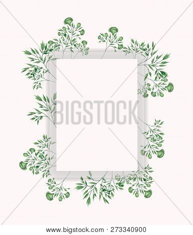Square Frame With Laurel Leafs Vector Illustration Design