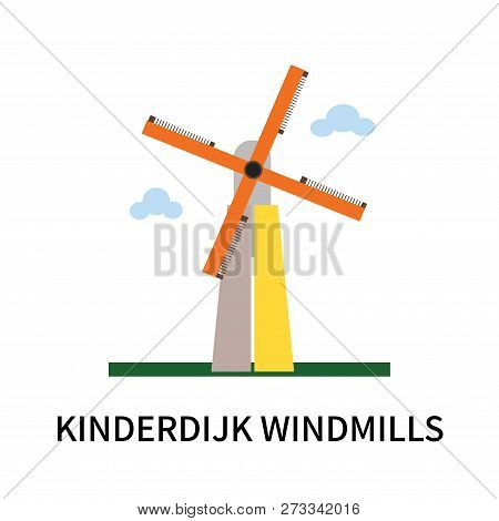 Kinderdijk Windmills Icon Isolated On White Background. Kinderdijk Windmills Icon Simple Sign. Kinde