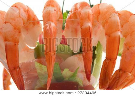 Cocktail avec la ciboulette, citron vert, laitue, persil et sauce cocktail de crevettes Grand Gourmet
