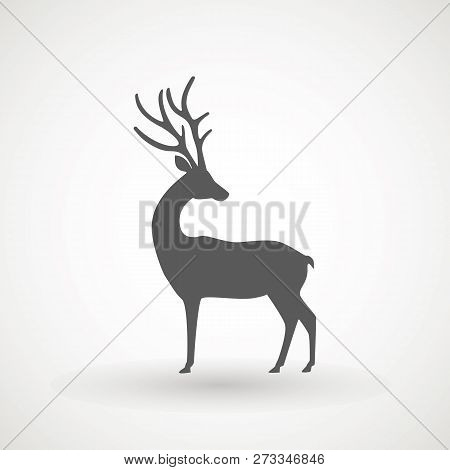 Deer Running Silhouette , Reinder Icon Design For Xmas Cards, Banners And Flyers, Vector Illustratio