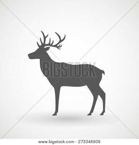 Deer Running Silhouette , Reinder Icon Design For Xmas Cards, Banners And Flyers, Vector Illustratio