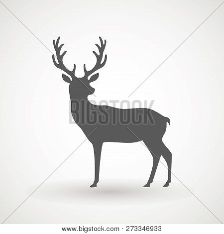Deer Running Silhouette , Reinder Icon Design For Xmas Cards, Banners And Flyers, Vector Illustratio
