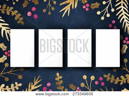 Namecard Mockup Template Background With Elegant Flower Border