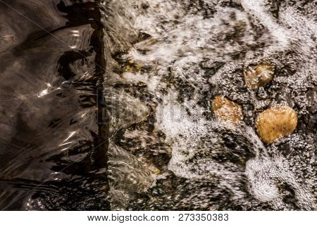 Abstruct Blur Water With Bubbles Background Fast Creek.