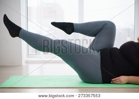 Interval Workout, Activity, Healthy Lifestyle, Sport, Weight Loss, Tabata. Overweight Woman Training