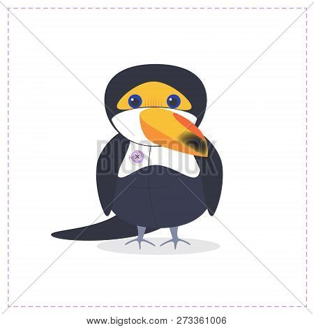 Tukan Bird Baby, Little Funny Toy, Vector. Funny Animal