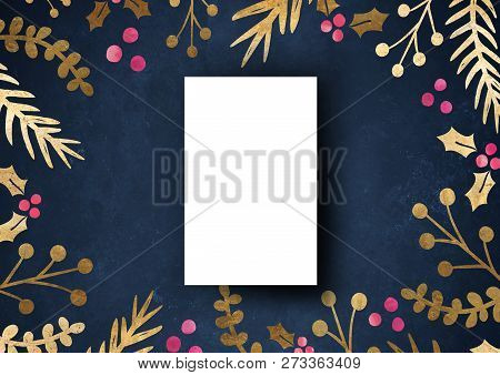 Namecard Mockup Template Background With Elegant Flower Border