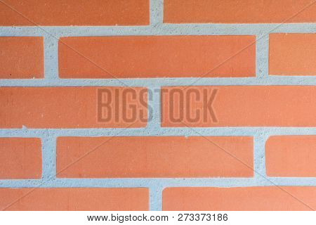 Brick Wall, Old Texture Of Red Stone Blocks Closeup