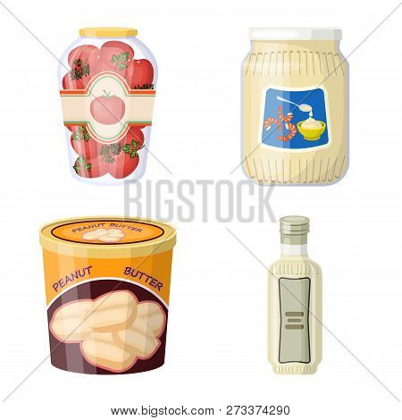 Vector Illustration Of Can And Food Logo. Set Of Can And Package Stock Symbol For Web.