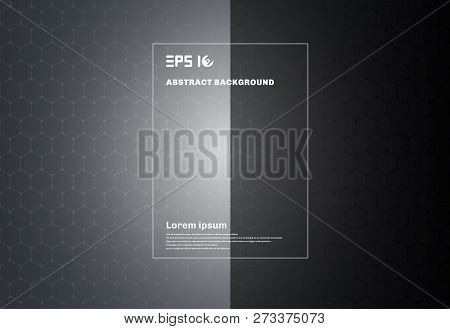 Abstract Hexagons Seamless Pattern On Separate Gray And Black Background And Texture. Hexagonal Line
