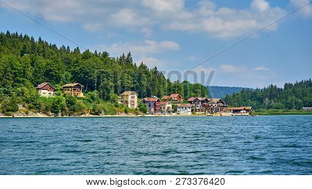 Panoramic View Of Port Titi A Little Hamlet Near Grangettes Doubs France, Located On The Left Bank O