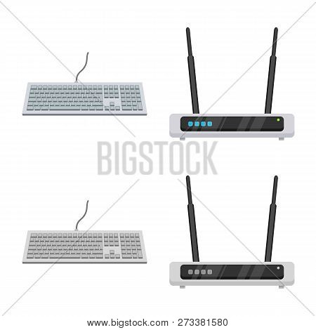 Vector Illustration Of Laptop And Device Sign. Collection Of Laptop And Server Vector Icon For Stock