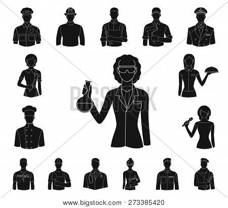 People Of Different Professions Black Icons In Set Collection For Design. Worker And Specialist Vect