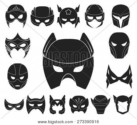 Carnival Mask Black Icons In Set Collection For Design.mask On The Eyes And Face Vector Symbol Stock