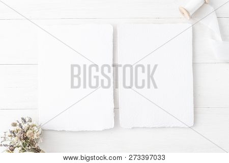 Feminine Wedding, Birthday Desktop Mock-up. Invitation Card Mockup, Template Blank Greeting Cards, R