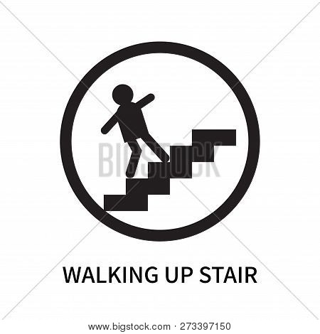 Walking Up Stair Icon Isolated On White Background. Walking Up Stair Icon Simple Sign. Walking Up St