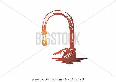Water, Resourse, Bio, Eco, Environment Concept. Hand Drawn Water Drop, Ecology Concept Sketch. Isola