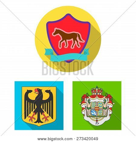 Vector Illustration Of Heraldic And Crown Icon. Collection Of Heraldic And Arms Vector Icon For Stoc