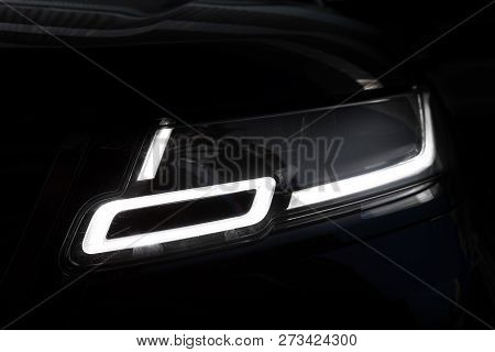 Led Headlight Of Premium Black Suv From Britain
