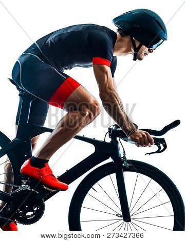 triathlete triathlon Cyclist cycling silhouette isolated white b