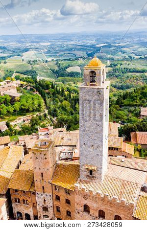 San Gimignano Is A Small Walled Medieval Hill Town In The Province Of Siena, Tuscany, Italy. Known A