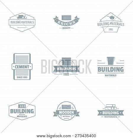 Cement Mortar Logo Set. Simple Set Of 9 Cement Mortar Logo For Web Isolated On White Background