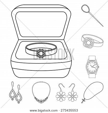 Vector Design Of Jewelery And Necklace Sign. Collection Of Jewelery And Pendent Stock Vector Illustr