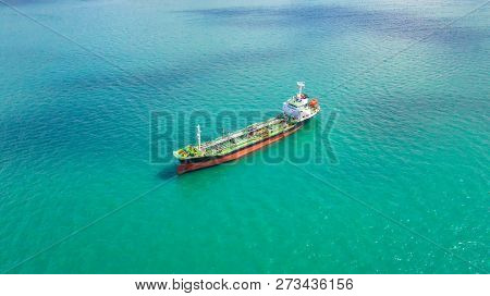 Oil Tanker, Gas Tanker In The High Sea.refinery Industry Cargo Ship,aerial View,thailand, In Import 
