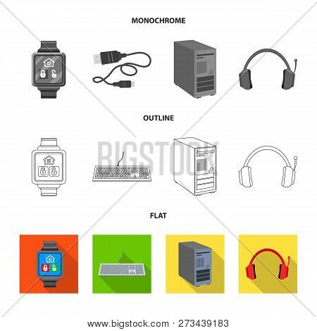 Vector Design Of Laptop And Device Icon. Set Of Laptop And Server Stock Vector Illustration.