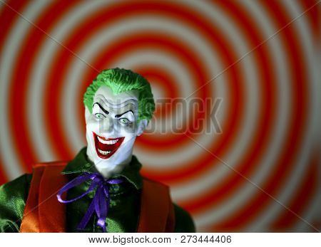 DEC 9 2018: DC Comic bad guy The Joker - Mego Action Figure