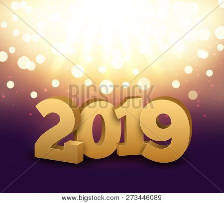 2019 New Year Shining Background. Happy New Year 2019 Celebration Decoration Poster, Festive Card Te