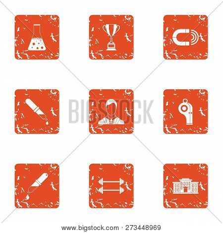 Steroid Icons Set. Grunge Set Of 9 Steroid Icons For Web Isolated On White Background
