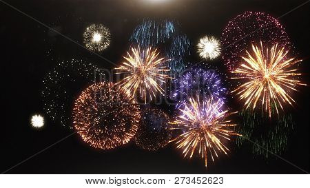 3d Render Of Various Fireworks And Salute