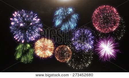 3d Render Of Various Fireworks And Salute