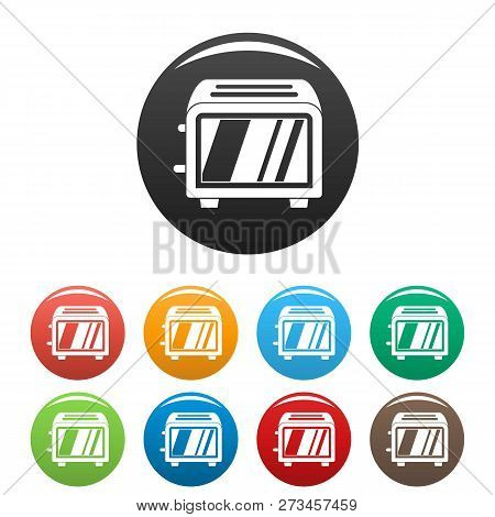 Vintage Toaster Icons Set 9 Color Isolated On White For Any Design