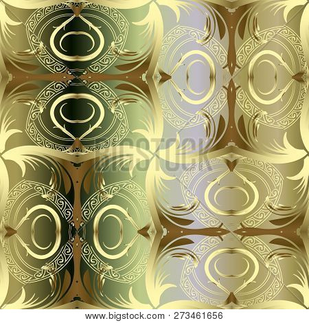 Ornate Gold Abstract Greek Style Vector Seamless Pattern. Orname