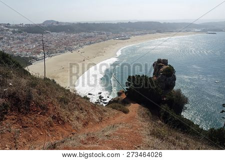 Wild Shore Line At Nazare Village In Portugal