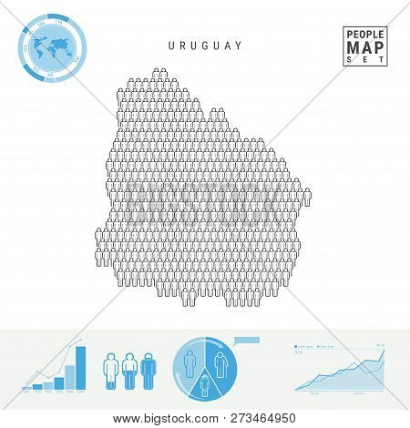 Uruguay People Icon Map. People Crowd In The Shape Of A Map Of Uruguay. Stylized Silhouette Of Urugu