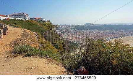 Wild Shore Line At Nazare Village In Portugal