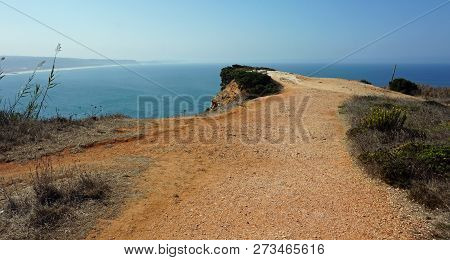Wild Shore Line At Nazare Village In Portugal