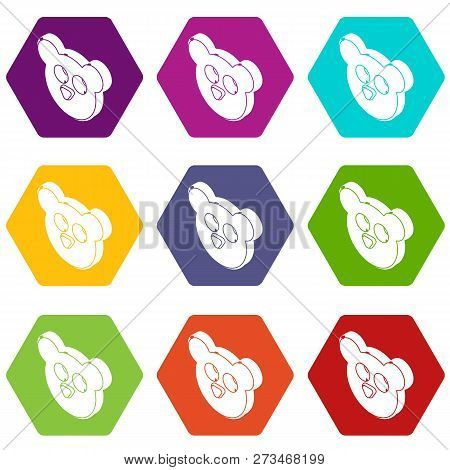 Mouse Form Button Clothes Icons 9 Set Coloful Isolated On White For Web