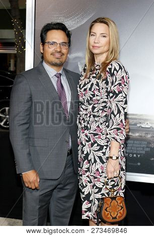 Michael Pena and Brie Shaffer at the World premiere of 'The Mule' held at the Regency Village Theatre in Westwood, USA on December 10, 2018.