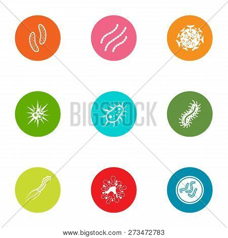 Disease Development Icons Set. Flat Set Of 9 Disease Development Icons For Web Isolated On White Bac